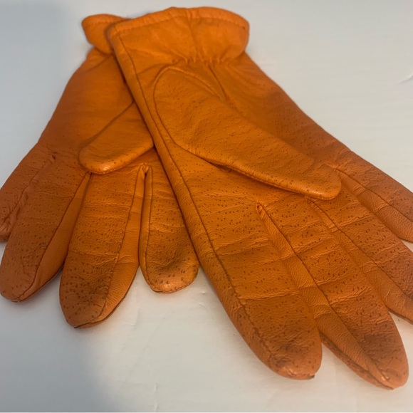 Orange Fownes Leather Gloves - Picture 3 of 4